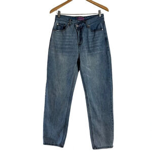 Edikted Jeans Size Medium Light Wash Mom Fit High Rise Button Fly Blue Denim